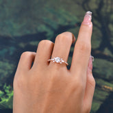 Round Cut Moissanite Cluster Engagement Ring Six Prong Setting